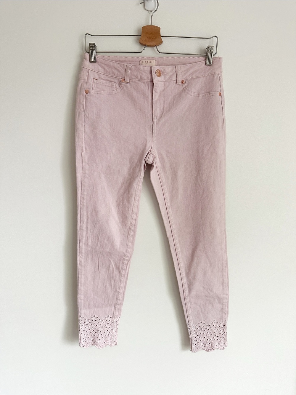 Ted Baker London Maissee Eyelet Slim Jeans Pink Sz 28
